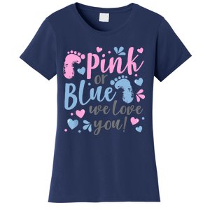 Pink Or Blue We Love You Gender Reveal Baby Shower Gift Women's T-Shirt