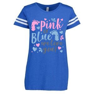 Pink Or Blue We Love You Gender Reveal Baby Shower Gift Enza Ladies Jersey Football T-Shirt