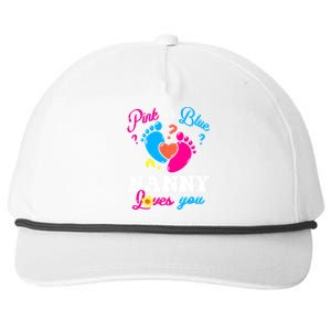 Pink Or Blue Nanny Loves You Baby Gender Reveal Snapback Five-Panel Rope Hat