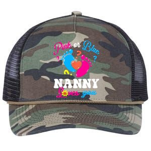 Pink Or Blue Nanny Loves You Baby Gender Reveal Retro Rope Trucker Hat Cap