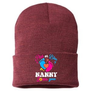 Pink Or Blue Nanny Loves You Baby Gender Reveal Sustainable Knit Beanie