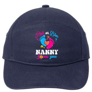 Pink Or Blue Nanny Loves You Baby Gender Reveal 7-Panel Snapback Hat