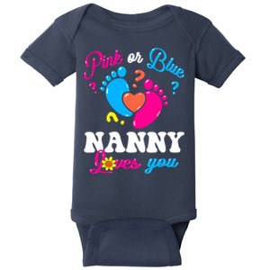 Pink Or Blue Nanny Loves You Baby Gender Reveal Baby Bodysuit