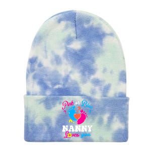 Pink Or Blue Nanny Loves You Baby Gender Reveal Tie Dye 12in Knit Beanie