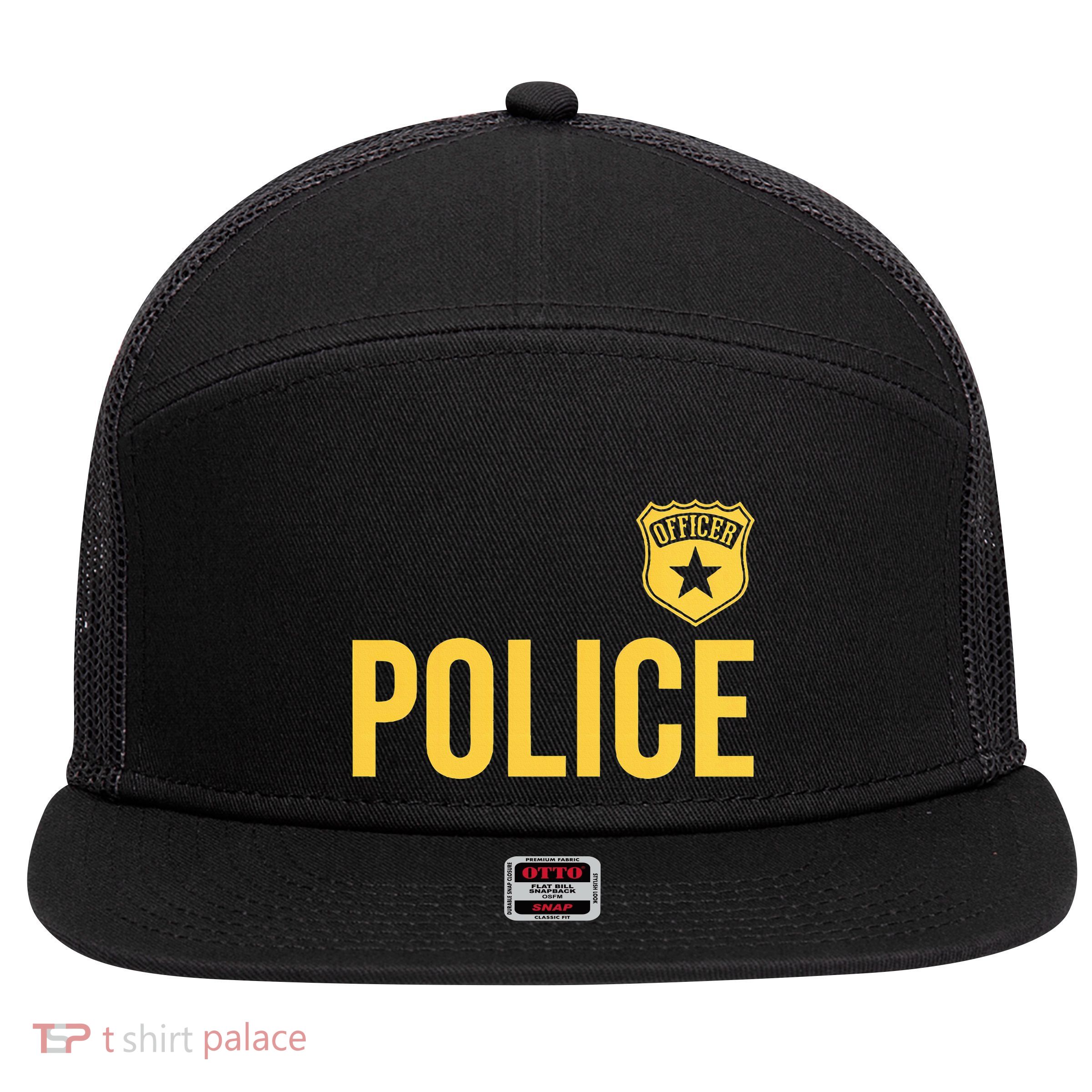Police Officer Badge Police Uniform Officer Costume 7 Panel Mesh Trucker Snapback Hat