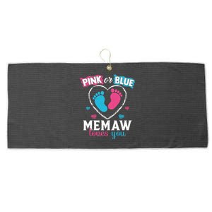 Pink Or Blue Memaw Loves You Gender Reveal Memaw Gift Large Microfiber Waffle Golf Towel