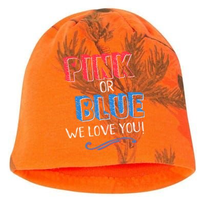 Pink Or Blue We Love You Gender Reveal Announcet Matching Cute Gift Kati - Camo Knit Beanie