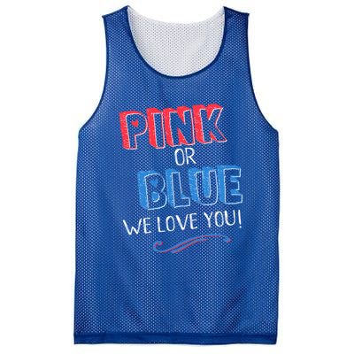 Pink Or Blue We Love You Gender Reveal Announcet Matching Cute Gift Mesh Reversible Basketball Jersey Tank