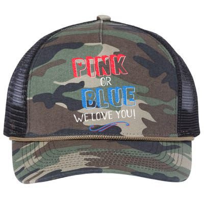 Pink Or Blue We Love You Gender Reveal Announcet Matching Cute Gift Retro Rope Trucker Hat Cap