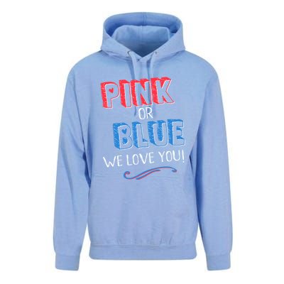 Pink Or Blue We Love You Gender Reveal Announcet Matching Cute Gift Unisex Surf Hoodie