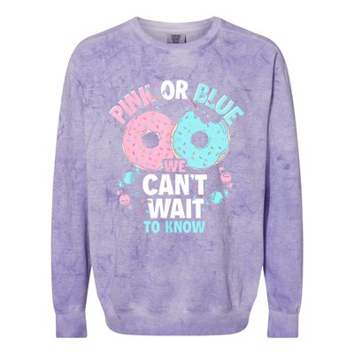 Pink Or Blue We Cant Wait To Know Donut Gender Reveal Colorblast Crewneck Sweatshirt