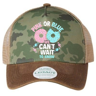 Pink Or Blue We Cant Wait To Know Donut Gender Reveal Legacy Tie Dye Trucker Hat