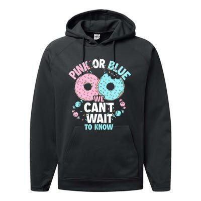 Pink Or Blue We Cant Wait To Know Donut Gender Reveal Performance Fleece Hoodie