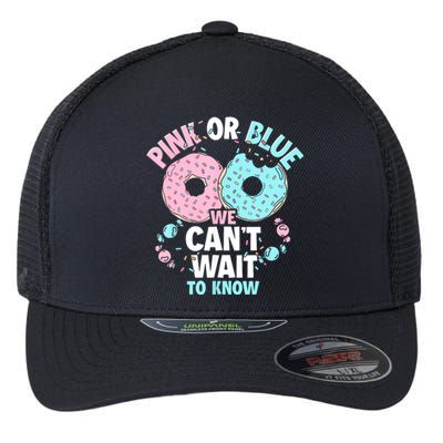 Pink Or Blue We Cant Wait To Know Donut Gender Reveal Flexfit Unipanel Trucker Cap