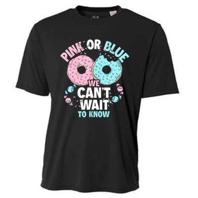 Pink Or Blue We Cant Wait To Know Donut Gender Reveal Cooling Performance Crew T-Shirt