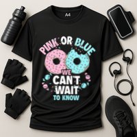 Pink Or Blue We Cant Wait To Know Donut Gender Reveal Cooling Performance Crew T-Shirt