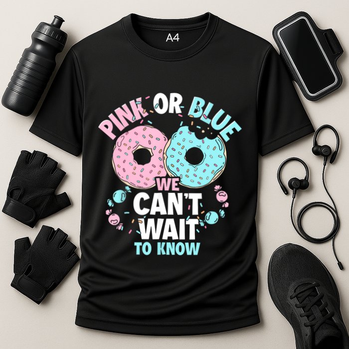 Pink Or Blue We Cant Wait To Know Donut Gender Reveal Cooling Performance Crew T-Shirt