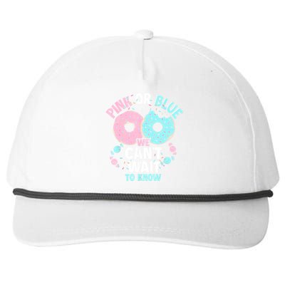 Pink Or Blue We Cant Wait To Know Donut Gender Reveal Snapback Five-Panel Rope Hat