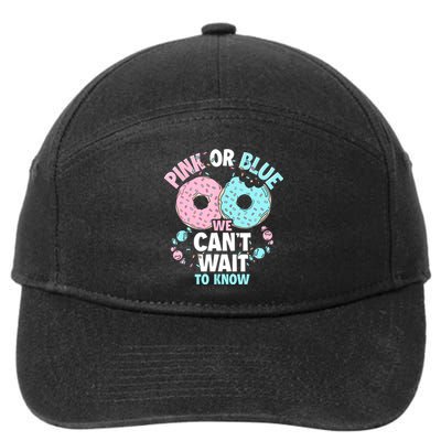 Pink Or Blue We Cant Wait To Know Donut Gender Reveal 7-Panel Snapback Hat