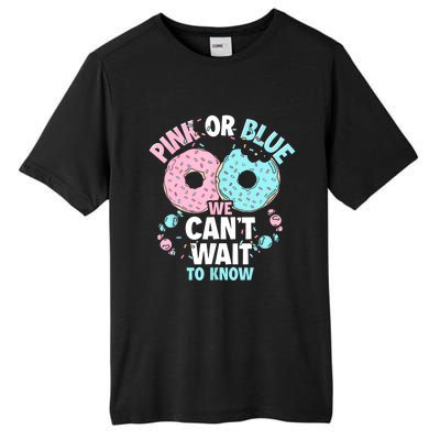 Pink Or Blue We Cant Wait To Know Donut Gender Reveal Tall Fusion ChromaSoft Performance T-Shirt