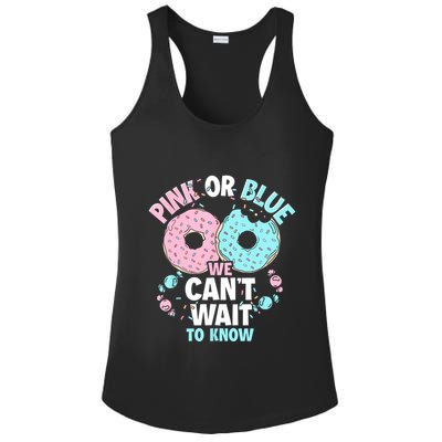 Pink Or Blue We Cant Wait To Know Donut Gender Reveal Ladies PosiCharge Competitor Racerback Tank