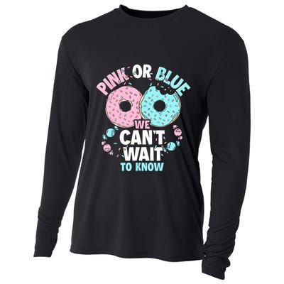 Pink Or Blue We Cant Wait To Know Donut Gender Reveal Cooling Performance Long Sleeve Crew