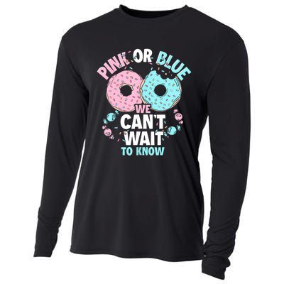 Pink Or Blue We Cant Wait To Know Donut Gender Reveal Cooling Performance Long Sleeve Crew