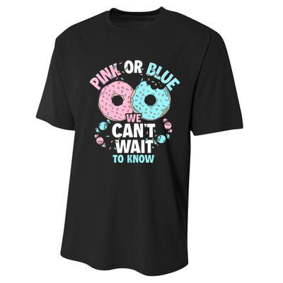 Pink Or Blue We Cant Wait To Know Donut Gender Reveal Performance Sprint T-Shirt