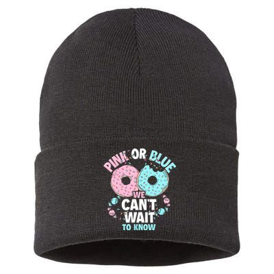 Pink Or Blue We Cant Wait To Know Donut Gender Reveal Sustainable Knit Beanie