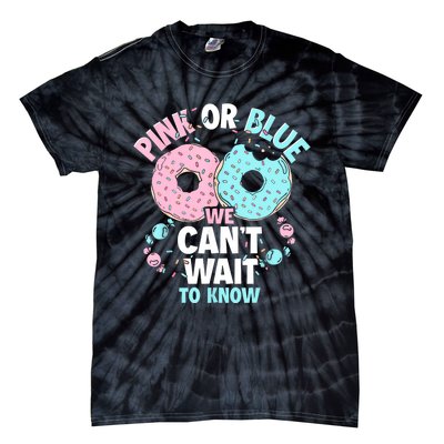 Pink Or Blue We Cant Wait To Know Donut Gender Reveal Tie-Dye T-Shirt