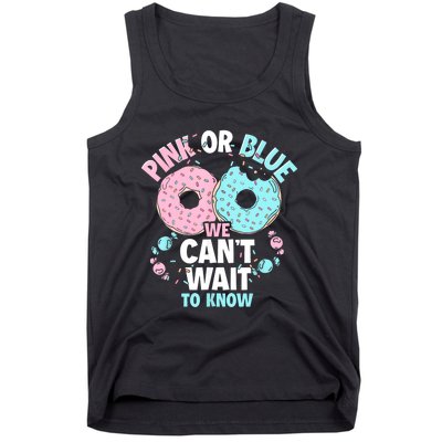 Pink Or Blue We Cant Wait To Know Donut Gender Reveal Tank Top