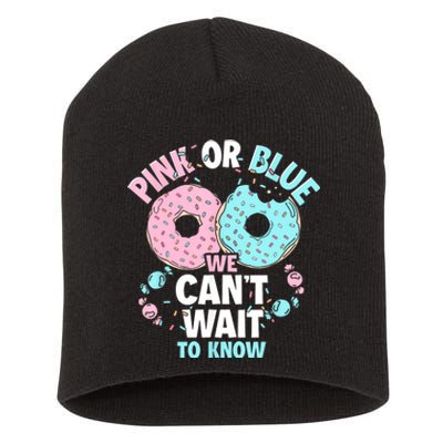 Pink Or Blue We Cant Wait To Know Donut Gender Reveal Short Acrylic Beanie