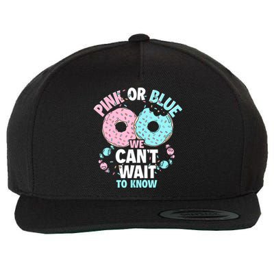 Pink Or Blue We Cant Wait To Know Donut Gender Reveal Wool Snapback Cap