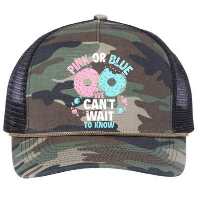 Pink Or Blue We Cant Wait To Know Donut Gender Reveal Retro Rope Trucker Hat Cap