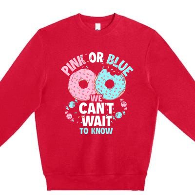 Pink Or Blue We Cant Wait To Know Donut Gender Reveal Premium Crewneck Sweatshirt