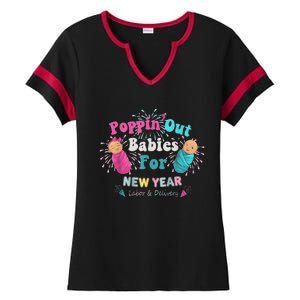 Poppin Out Babies For The New Year Labor & Delivery 2025 Ladies Halftime Notch Neck Tee