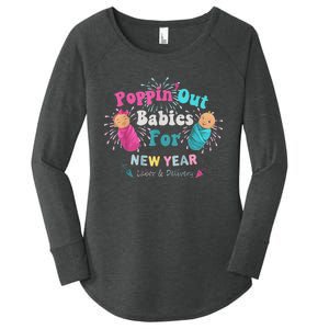 Poppin Out Babies For The New Year Labor & Delivery 2025 Women's Perfect Tri Tunic Long Sleeve Shirt