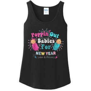 Poppin Out Babies For The New Year Labor & Delivery 2025 Ladies Essential Tank