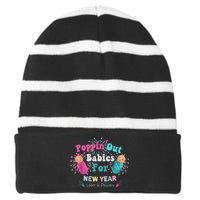 Poppin Out Babies For The New Year Labor & Delivery 2025 Striped Beanie with Solid Band