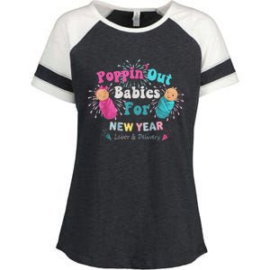 Poppin Out Babies For The New Year Labor & Delivery 2025 Enza Ladies Jersey Colorblock Tee