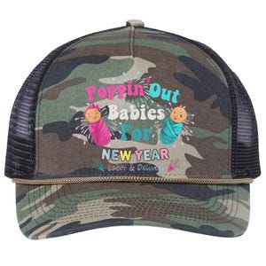 Poppin Out Babies For The New Year Labor & Delivery 2025 Retro Rope Trucker Hat Cap