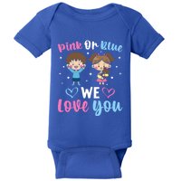 Pink Or Blue We Love You Gender Reveal Announcet Gift Baby Bodysuit