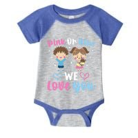 Pink Or Blue We Love You Gender Reveal Announcet Gift Infant Baby Jersey Bodysuit