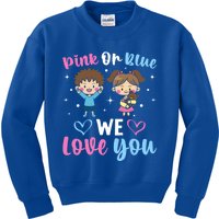 Pink Or Blue We Love You Gender Reveal Announcet Gift Kids Sweatshirt