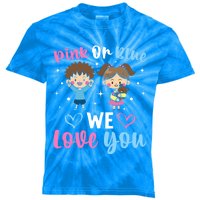 Pink Or Blue We Love You Gender Reveal Announcet Gift Kids Tie-Dye T-Shirt