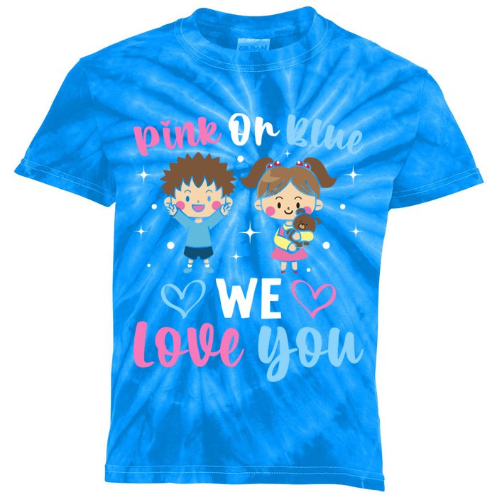 Pink Or Blue We Love You Gender Reveal Announcet Gift Kids Tie-Dye T-Shirt