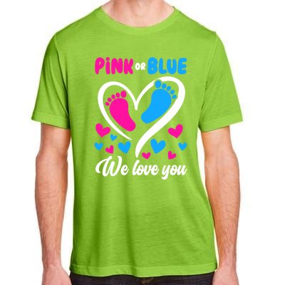 Pink Or Blue We Love You Gender Reveal Gift Adult ChromaSoft Performance T-Shirt