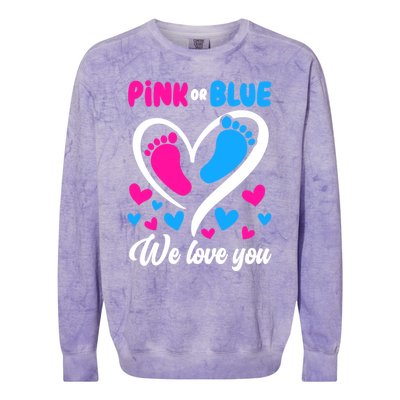 Pink Or Blue We Love You Gender Reveal Gift Colorblast Crewneck Sweatshirt