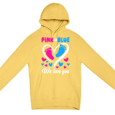 Pink Or Blue We Love You Gender Reveal Gift Premium Pullover Hoodie