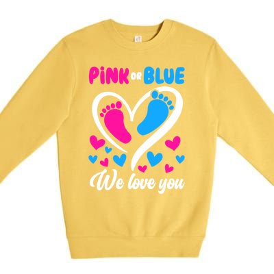 Pink Or Blue We Love You Gender Reveal Gift Premium Crewneck Sweatshirt